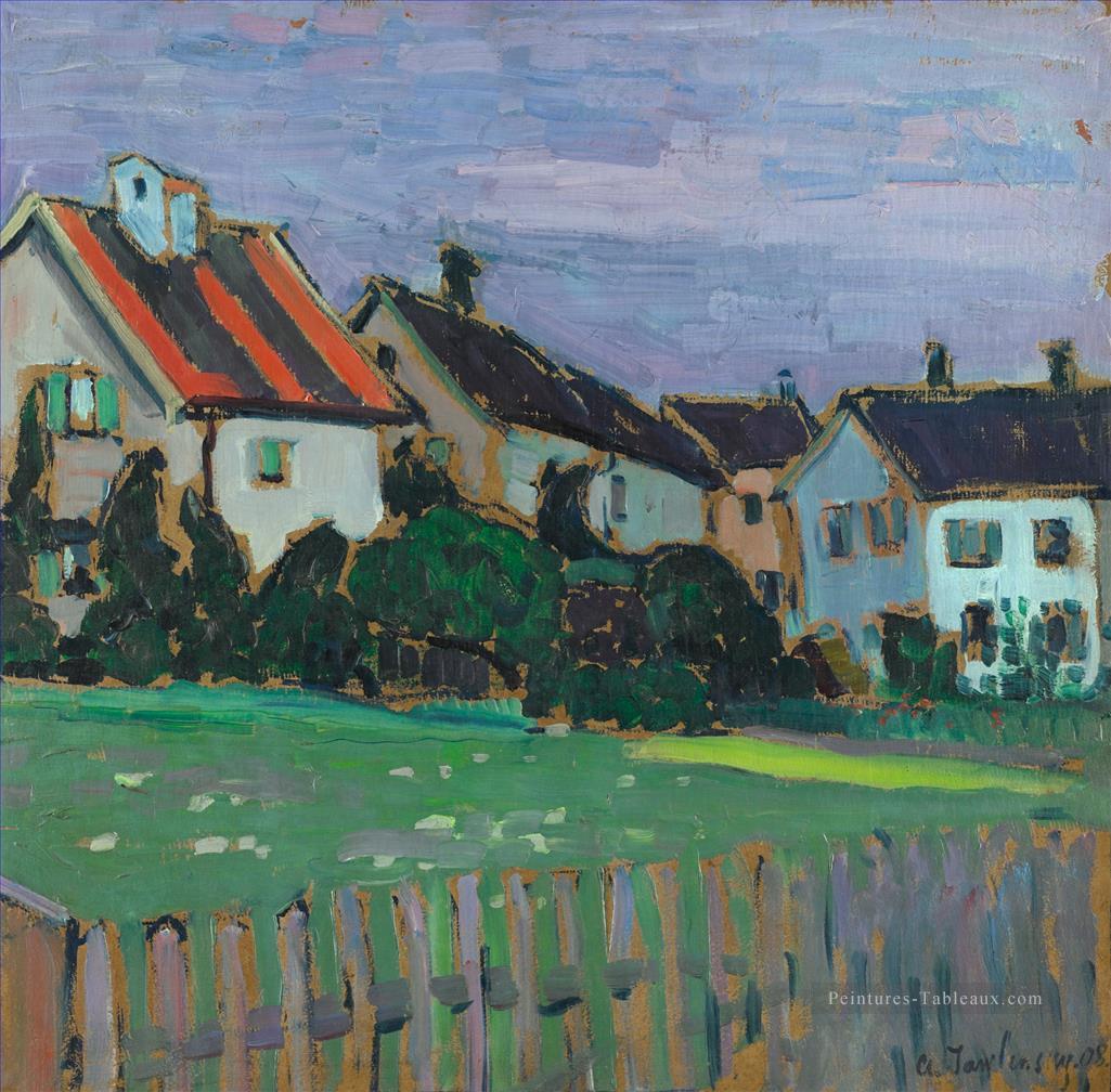HOUSES WITH FRONT GARDENS Alexej von Jawlensky Expressionism Peintures à l'huile